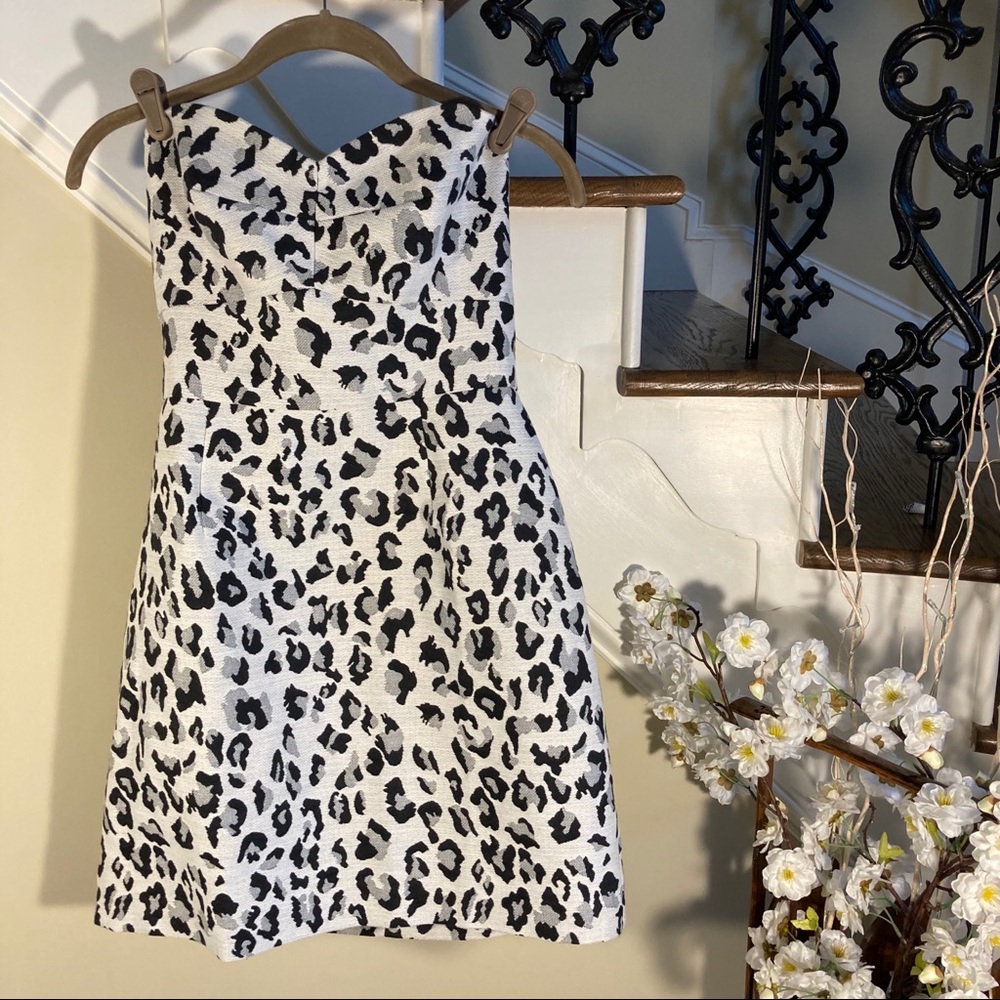 Wyatt Collection Strapless Grey Leopard Dress 10